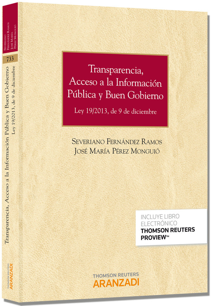 Transparencia, acceso a la información pública y buen gobierno (Papel + e-book), de Fernández Ramos, Severiano | portada del 