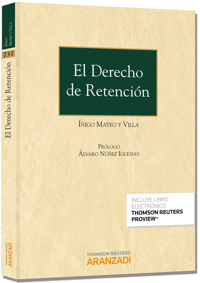 El derecho de retención (Papel + e-book), de Mateo y Villa, Iñigo | portada del libro