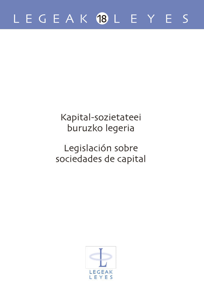 Kapital-sozietateei buruzko legeria û Legislación sobre sociedades de capital, de ALTZELAI ULIONDO, IGONE | portada del libro