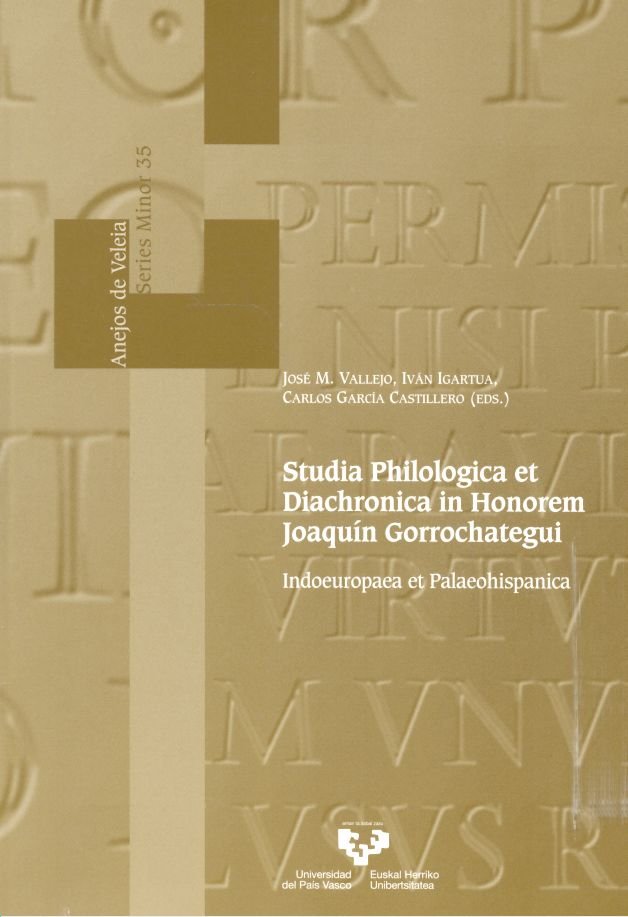 Studia philologica et diachronica in honorem Joaquín Gorrochategui. Indoeuropaea et palaeohispanica, de AA.VV. | portada del 