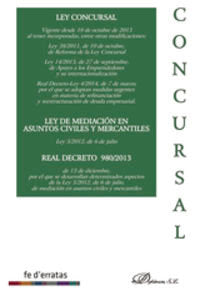 Ley Concursal. Ley de Mediación en asuntos Civiles y Mercantiles. Real Decreto 980-2013, de Martín Molina, Pedro B. | portada