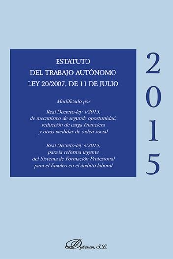 Estatuto del trabajo autónomo, de Dykinson | portada del libro