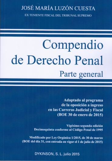 Compendio de Derecho Penal. Parte General, de Luzón Cuesta | portada del libro