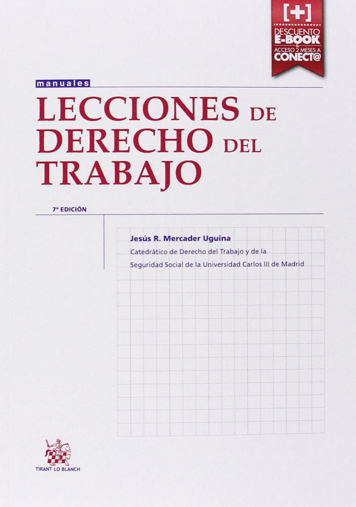Lecciones de Derecho del Trabajo 7ª Edición 2015, de Mercader Uguina | portada del libro