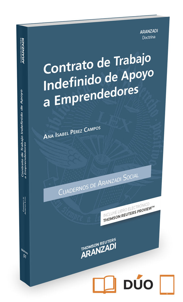 Contrato de trabajo indefinido de apoyo a emprendedores (Papel + e-book), de Pérez Campos | portada del libro