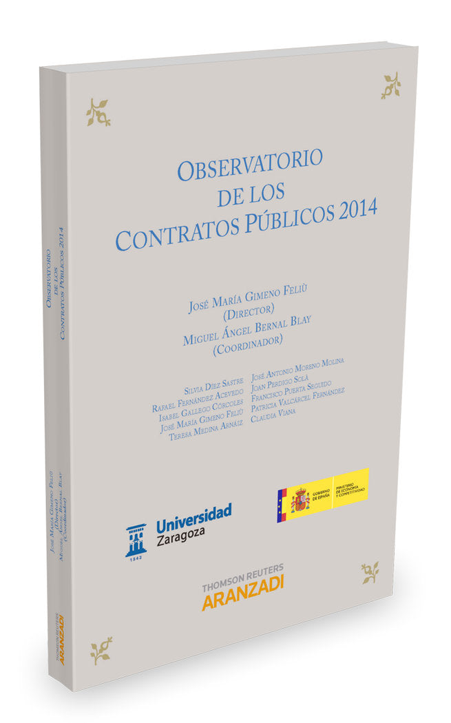 Observatorio de los contratos públicos 2014, de Gimeno Feliu, Jose María | portada del libro