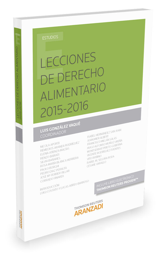 Lecciones de Derecho alimentario 2015-2016 (Papel + e-book), de González Vaqué, Luis | portada del libro