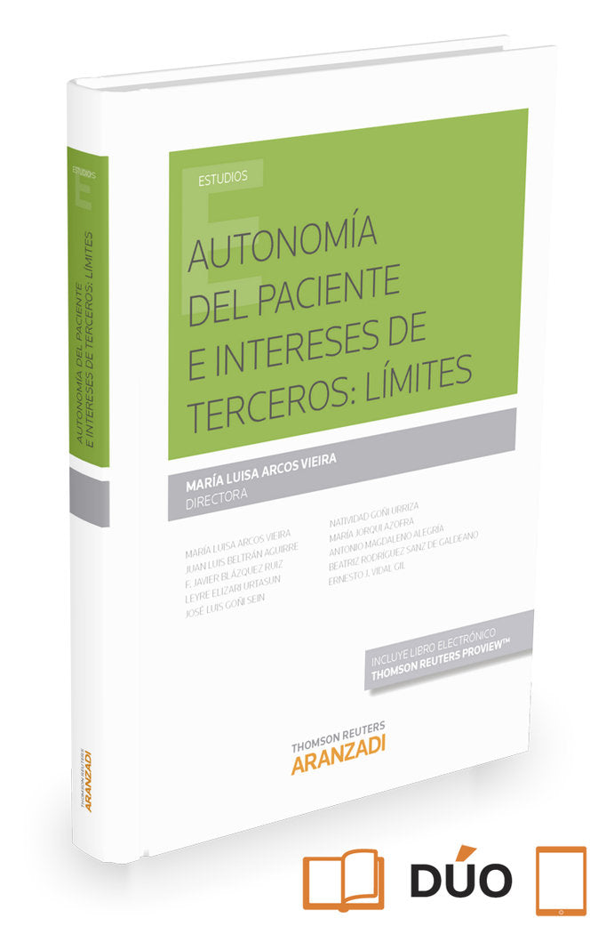Autonomía del paciente e intereses de terceros: límites (Papel + e-book), de Arcos Vieira, Mª Luisa | portada del libro
