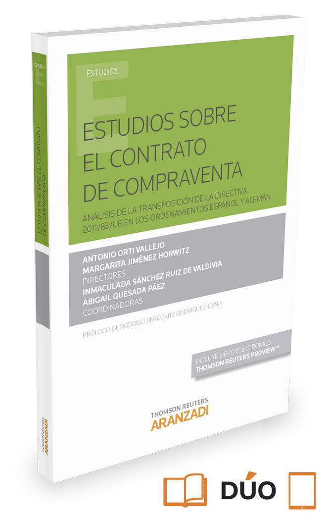Estudios sobre el Contrato de Compraventa (Papel + e-book), de Jiménez Horwitz, Margarita | portada del libro