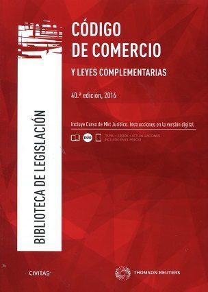 CóDIGO COMERCIO Y LEYES COMPLEMENTARIAS 40ªED 2016, de AA.VV. | portada del libro