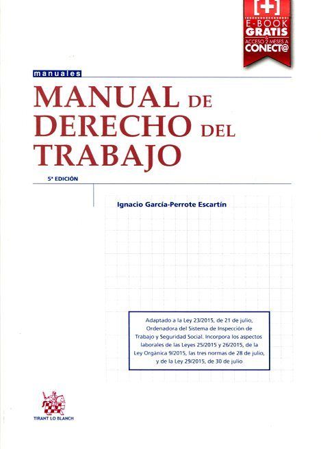 Manual de Derecho del Trabajo 5ª Edición 2015, de García Perrote Escartín | portada del libro