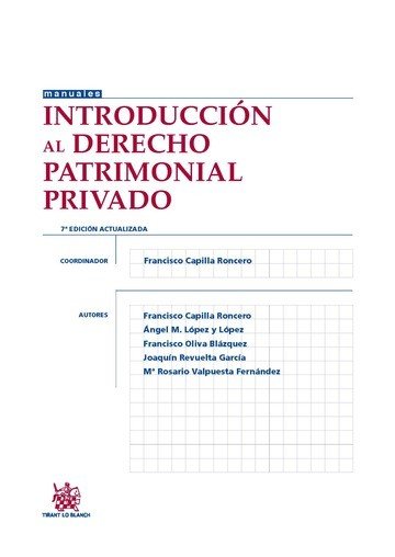 Introducción al Derecho Patrimonial Privado, de CAPILLA RONCERO | portada del libro