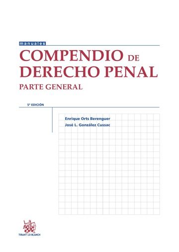 Compendio de Derecho Penal Parte General 5ª Edición 2015, de Orts Berenguer | portada del libro