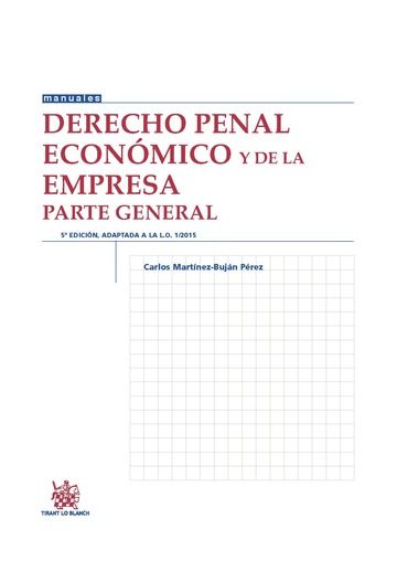Derecho Penal Económico y de la Empresa Parte General 5ª Edición 2016, de Martínez Buján Pérez | portada del libro