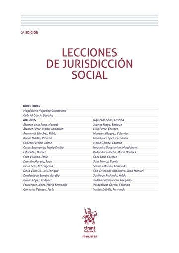 Lecciones de Jurisdicción Social 2ª Edición 2016, de NOGUEIRA GUASTAVINO | portada del libro