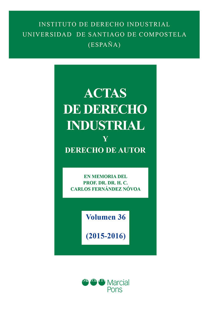 Actas de Derecho industrial. Vol. 36 (2015-2016), de Varios autores | portada del libro