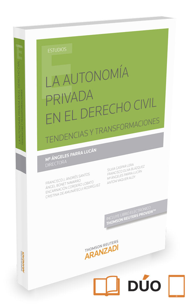 La autonomía privada en el derecho civil (Papel + e-book), de Parra Lucán, Mª Ángeles | portada del libro