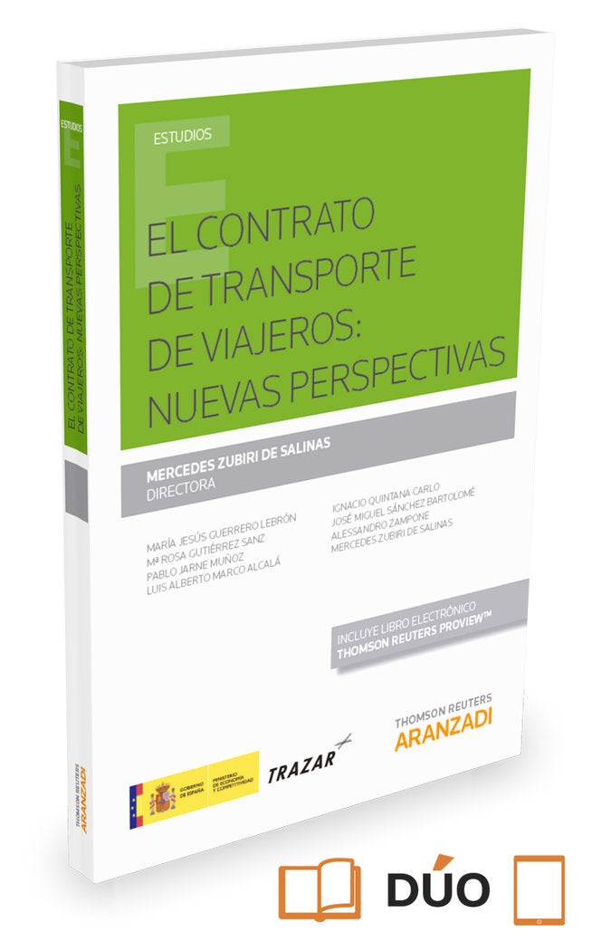 El contrato de transporte de viajeros: nuevas perspectivas (Papel + e-book), de Zubiri de Salinas, Mercedes | portada del lib
