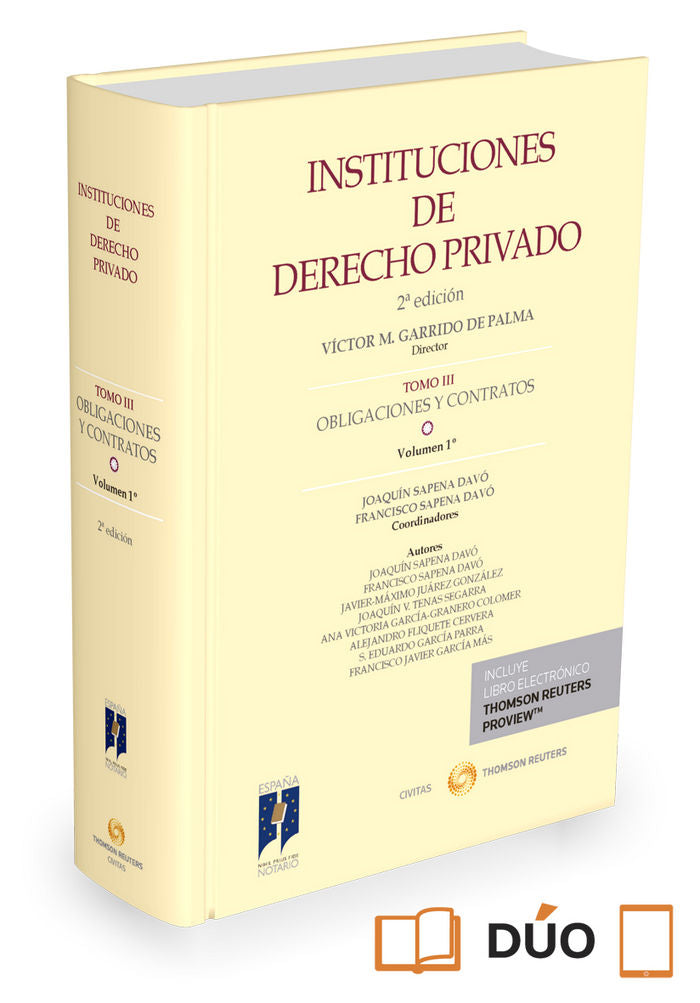 Instituciones de Derecho Privado. Tomo III Obligaciones y Contratos. Volumen 1º (Papel + e-book), de Fliquete Cervera, Alejan