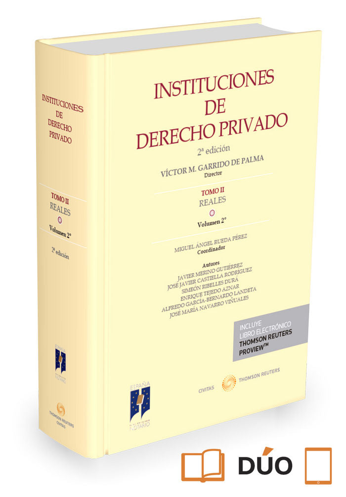 INSTITUCIONES DE DERECHO PRIVADO. TOMO II REALES. Volumen 2º (Papel + e-book), de Castiella, José Javier | portada del libro