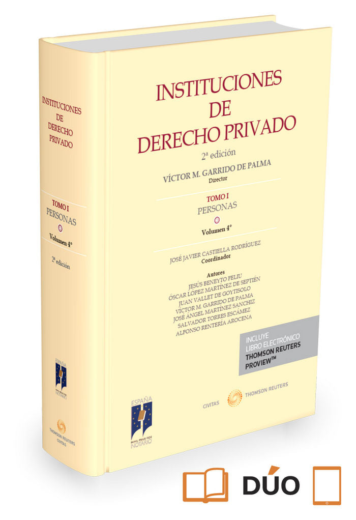 Instituciones de Derecho Privado. Tomo I Personas. Volumen 4º (Papel + e-book), de Beneyto Feliú, Jesús | portada del libro
