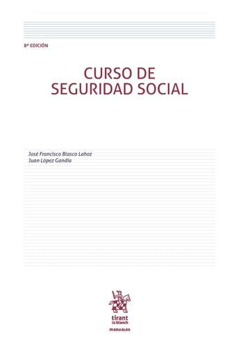 Curso de Seguridad Social 8ª Edición 2016, de BLASCO LAHOZ | portada del libro