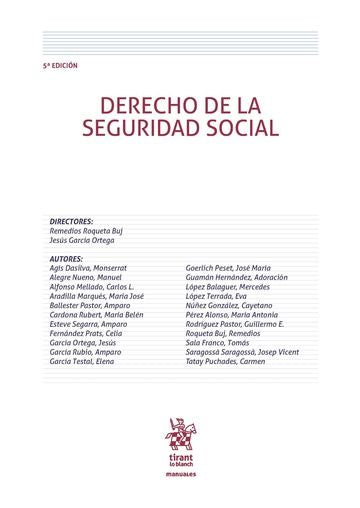 Derecho de la Seguridad Social 5ª Edición 2016, de ROQUETA BUJ | portada del libro