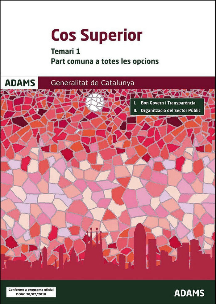 Temari 1 Cos Superior, Part General, Generalitat de Catalunya, de Varios autores | portada del libro