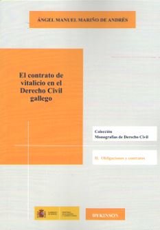 El contrato de vitalicio en el derecho civil gallego, de Mariño de Andrés, Ángel Manuel | portada del libro