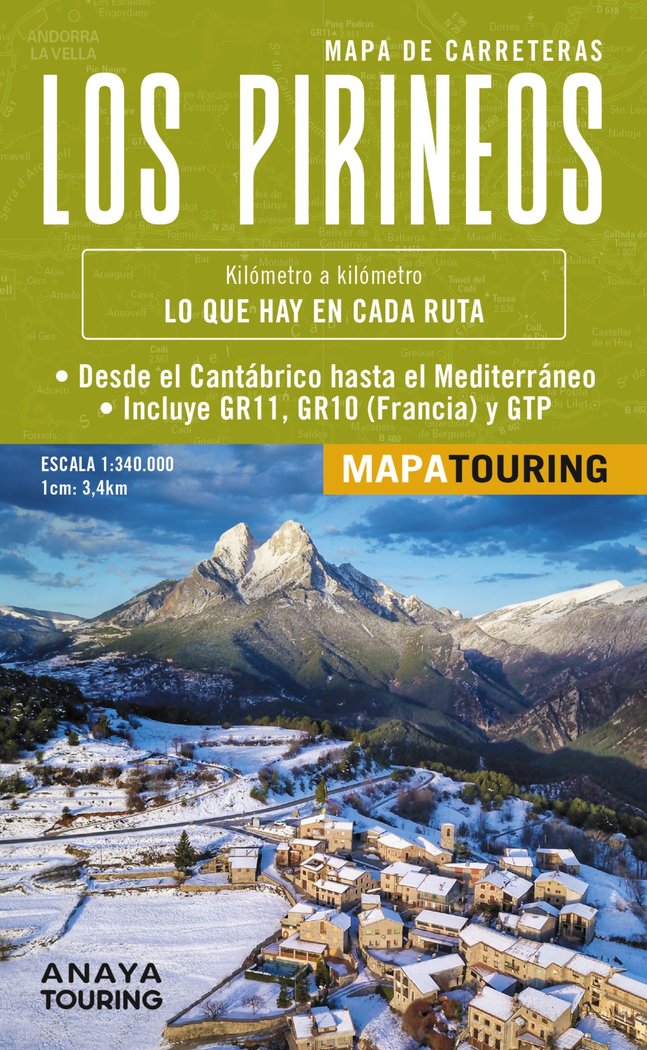 Mapa de Los Pirineos 1:340.000 - (desplegable), de ANAYA TOURING | portada del libro