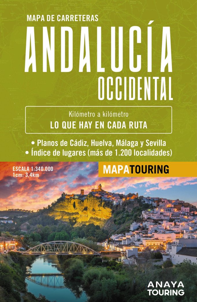MAPA DE CARRETERAS DE ANDALUCIA OCCIDENTAL (DESPLEGABLE), ES, de ANAYA TOURING | portada del libro