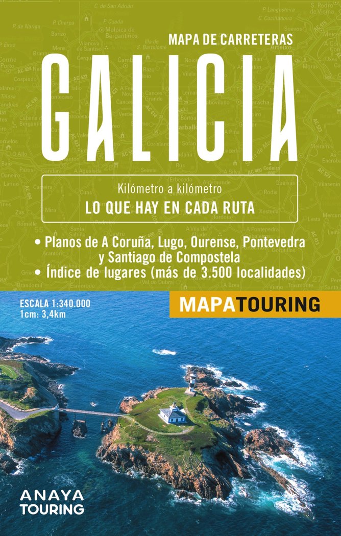Mapa de carreteras Galicia (desplegable), escala 1:340.000, de ANAYA TOURING | portada del libro