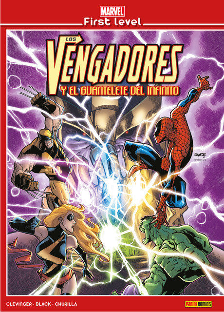 MARVEL FIRST LEVEL 01: LOS VENGADORES Y EL GUANTELETE DEL INFINIT, de CLEVINGER | portada del libro