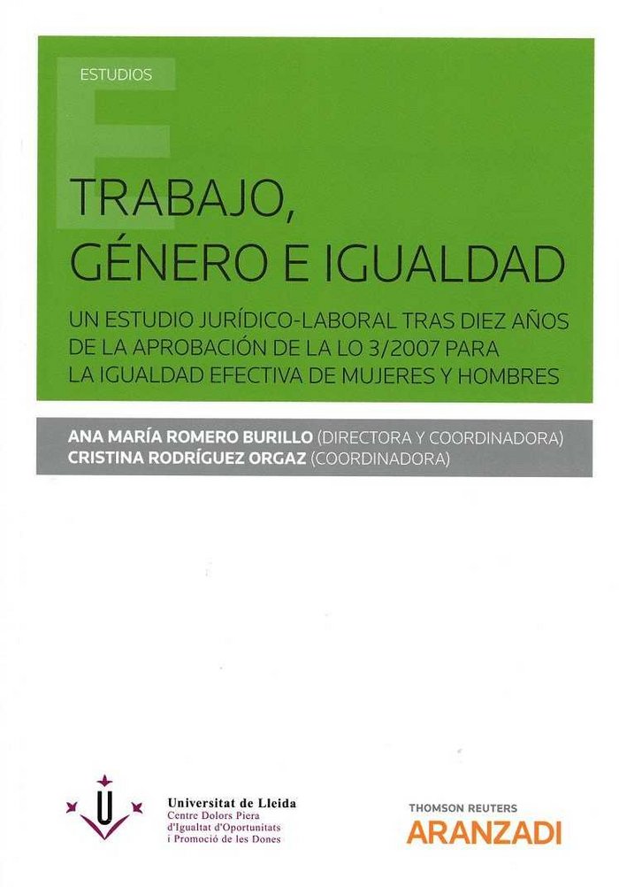 Trabajo, Género e Igualdad, de Rodríguez Orgaz, Cristina | portada del libro