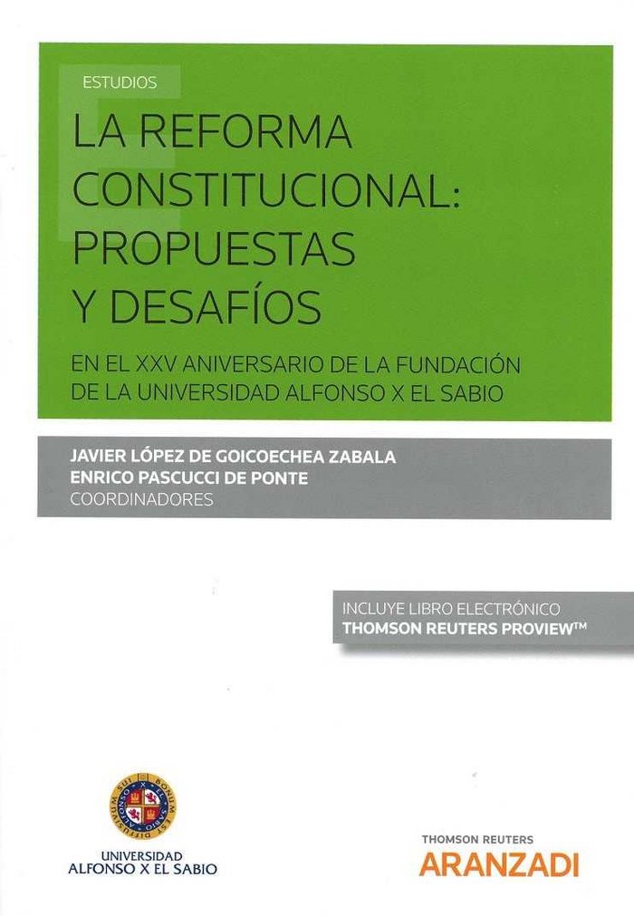 La reforma constitucional: propuestas y desafíos (Papel + e-book), de López de Goicoechea Zabala, Javier | portada del libro