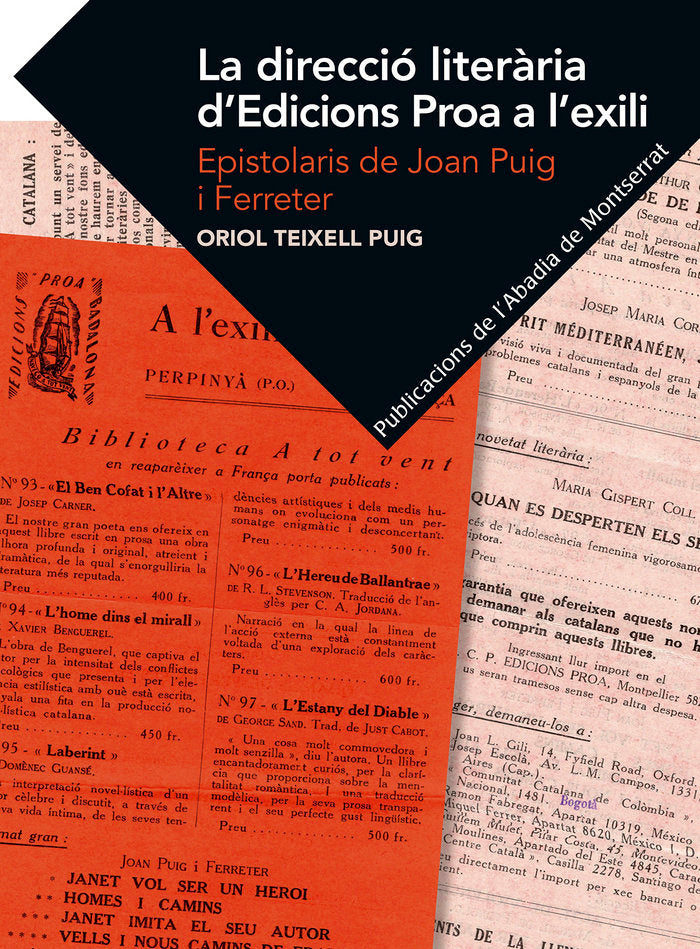 La direcció literària d'Edicions Proa a l'exili, de Teixell Puig, Oriol | portada del libro