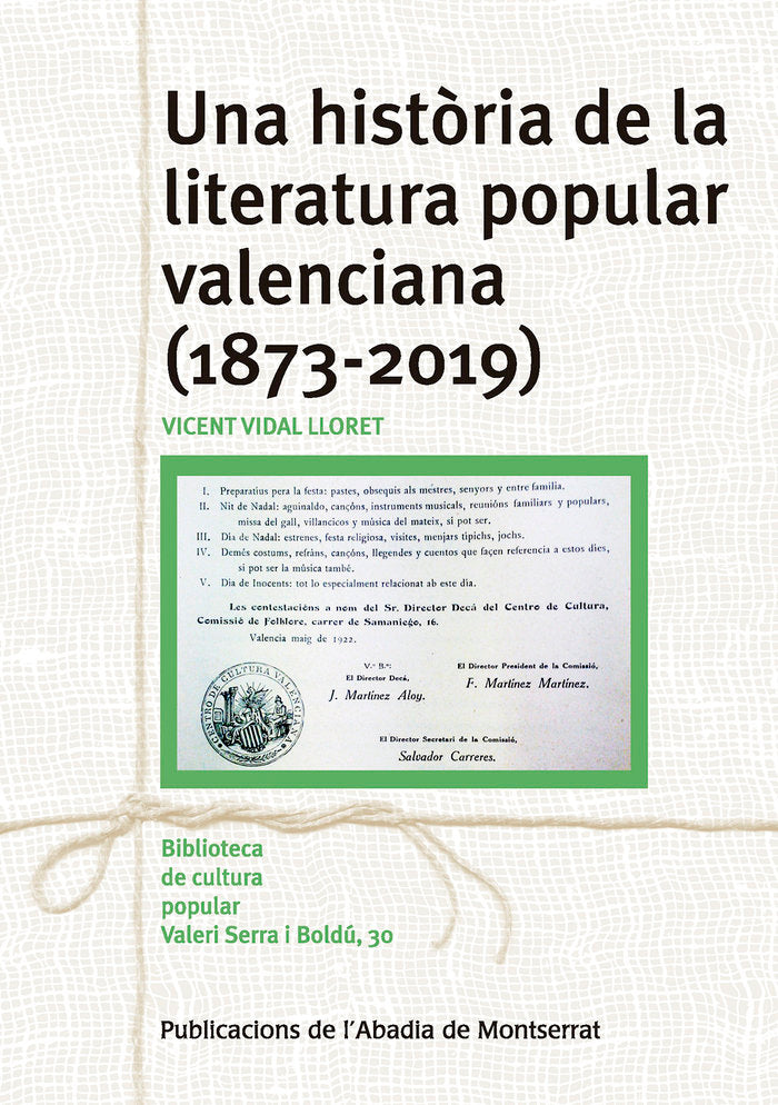 Una història de la literatura popular valenciana (1873--2019), de Vidal Lloret, Vicent | portada del libro
