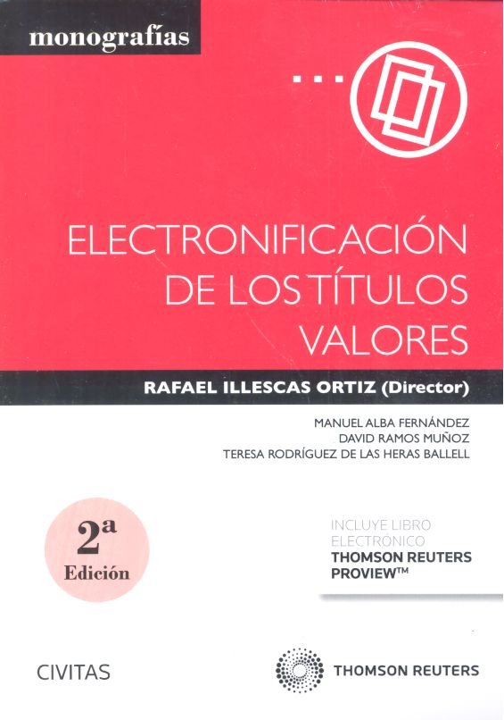Electronificación de los títulos valores (Papel + e-book), de Alba Fernández, Manuel | portada del libro