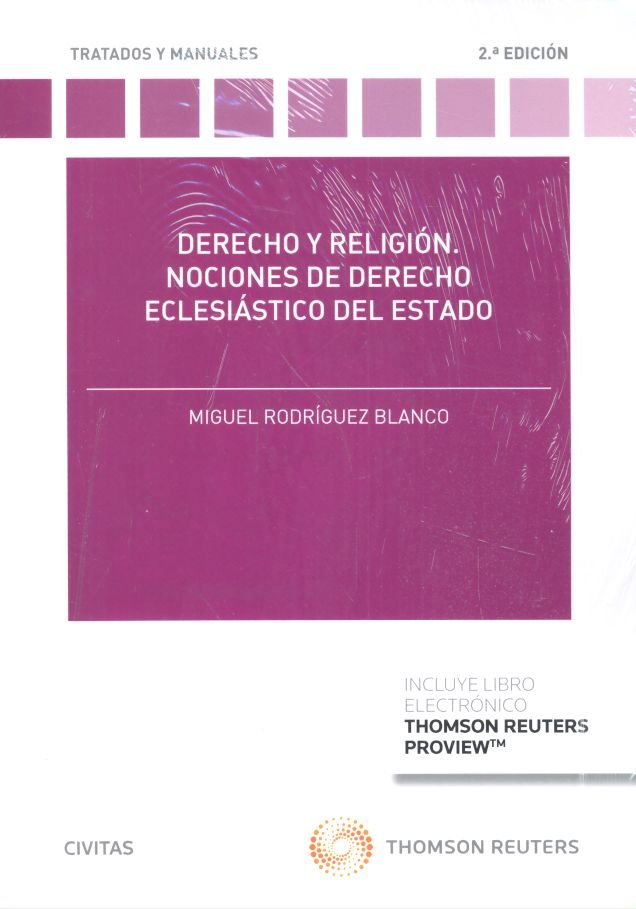 Derecho y religión. Nociones de derecho eclesiástico del estado (Papel + e-book), de Rodríguez Blanco , Miguel | portada del 