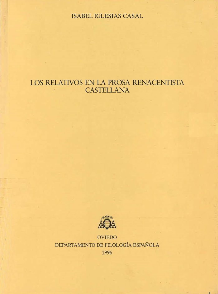 Los relativos en la prosa renacentista castellana, de Iglesias Casal | portada del libro