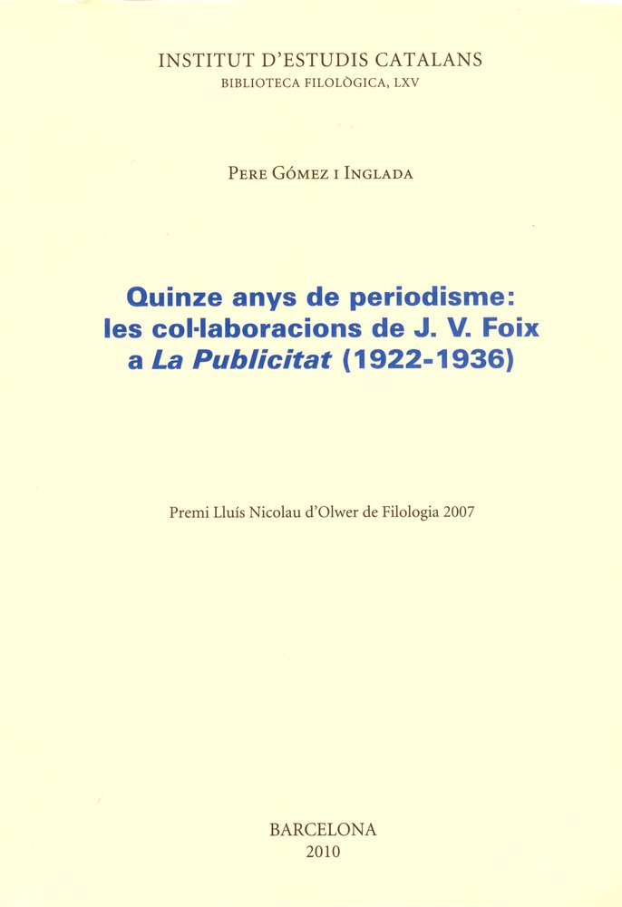 Quinze anys de periodisme, de Gómez i Inglada, Pere | portada del libro