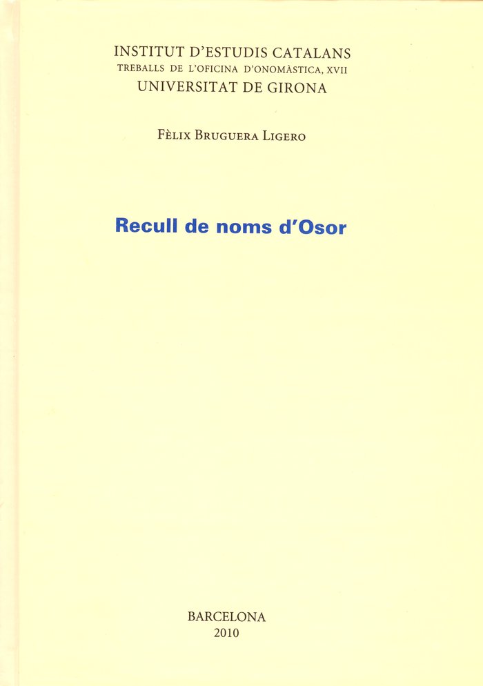 Recull de noms d'Osor, de Bruguera i Ligero | portada del libro
