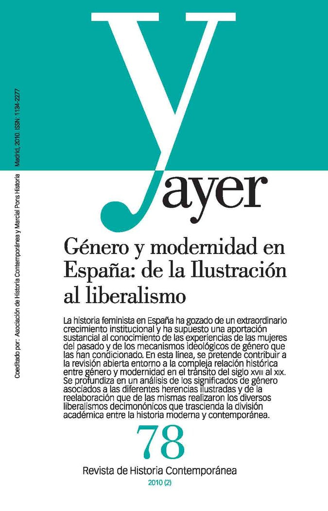 GÉNERO Y MODERNIDAD EN ESPAÑA: DE LA ILUSTRACIÓN AL LIBERALISMO, de Bolufer, Mónica | portada del libro