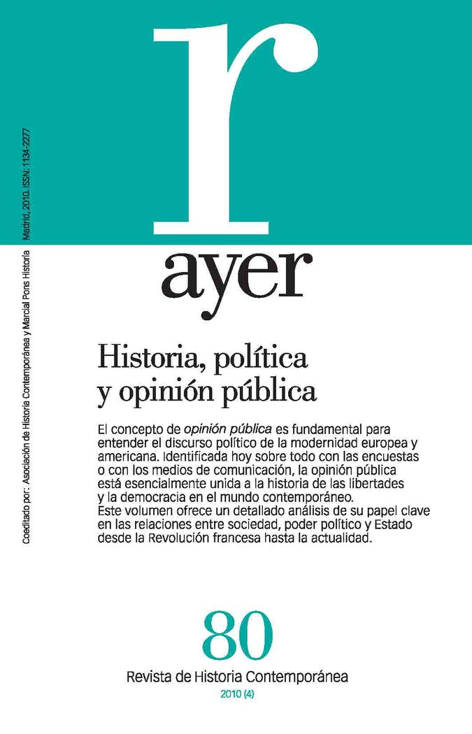 HISTORIA, POLÍTICA Y OPINIÓN PÚBLICA, de Capellán de Miguel, Gonzalo | portada del libro