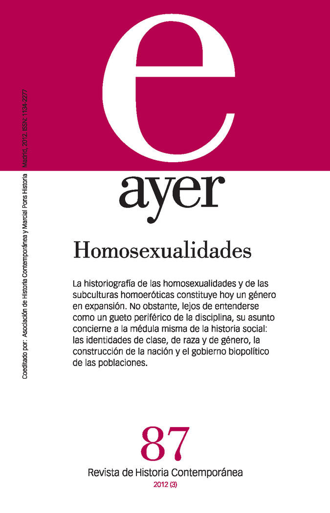HOMOSEXUALIDADES (AYER 87), de Vázquez, Francisco | portada del libro