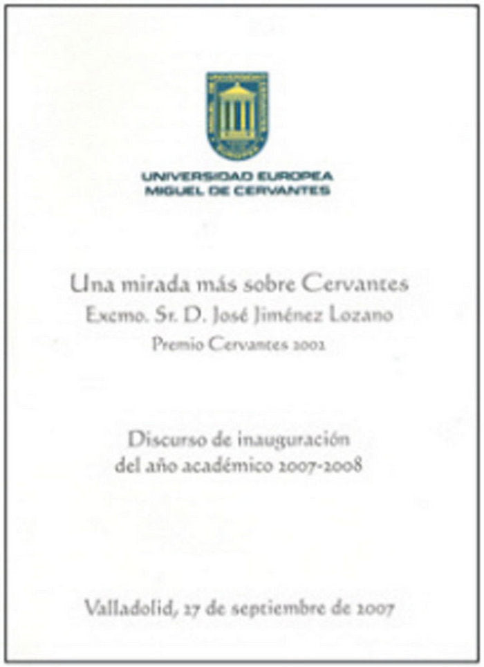 Una mirada más sobre Cervantes, de Jiménez Lozano, José | portada del libro
