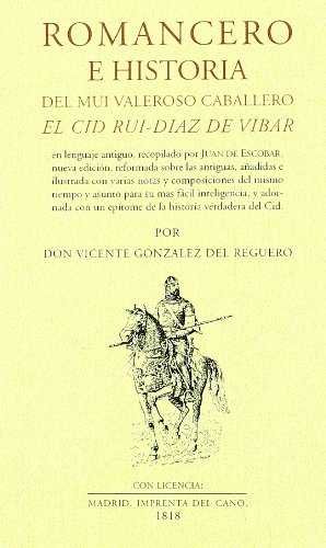 Romancero e historia del mui valeroso caballero el Cid Rui-Diaz de Vibar, de GONZALEZ | portada del libro