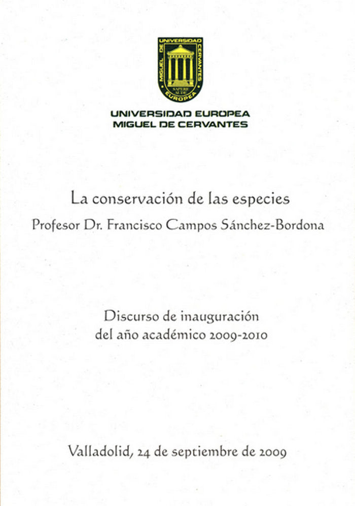 La conservación de las especies, de Campos Sánchez-Bordona, Francisco | portada del libro