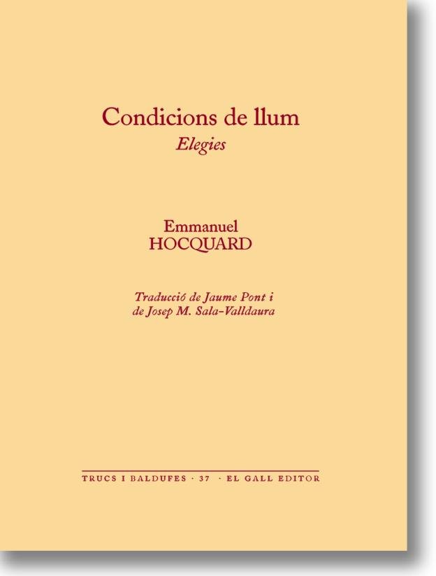 Condicions de llum, de Hocquard, Emmanuel | portada del libro