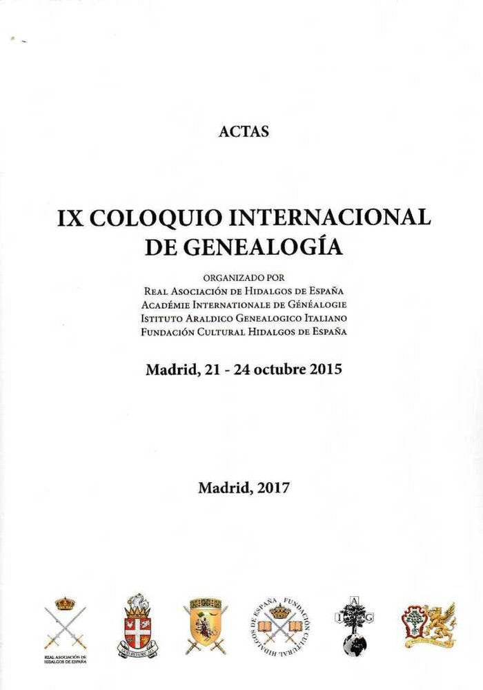 Actas IX Coloquio Internacional de Genealogía, de Varios autores | portada del libro
